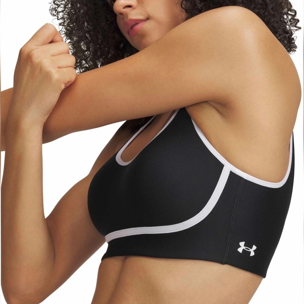 NWT Under Armour Infinity Mid Piped Bra White And Black Size Medium